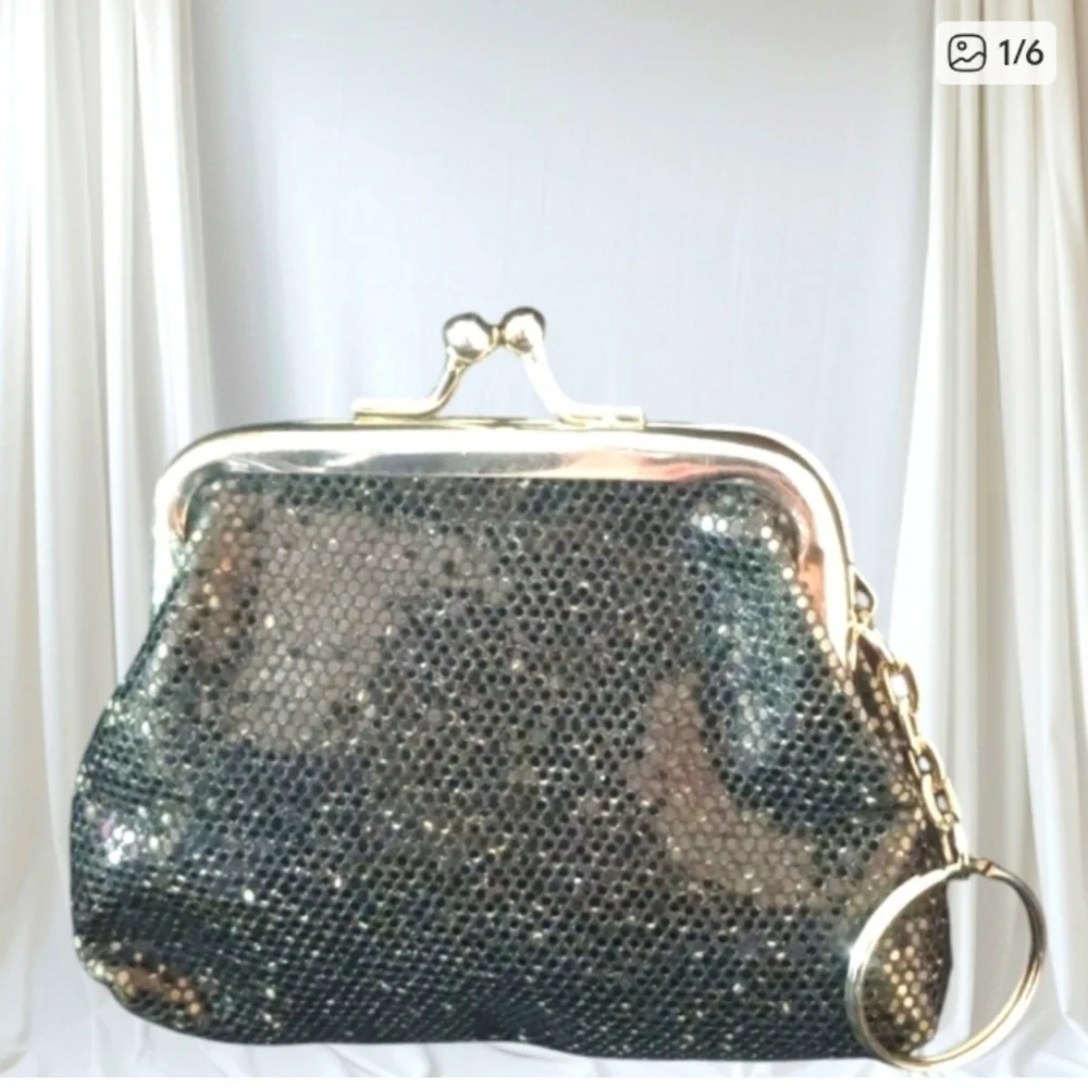 Vintage Black Sequined Coin Purse Keychain